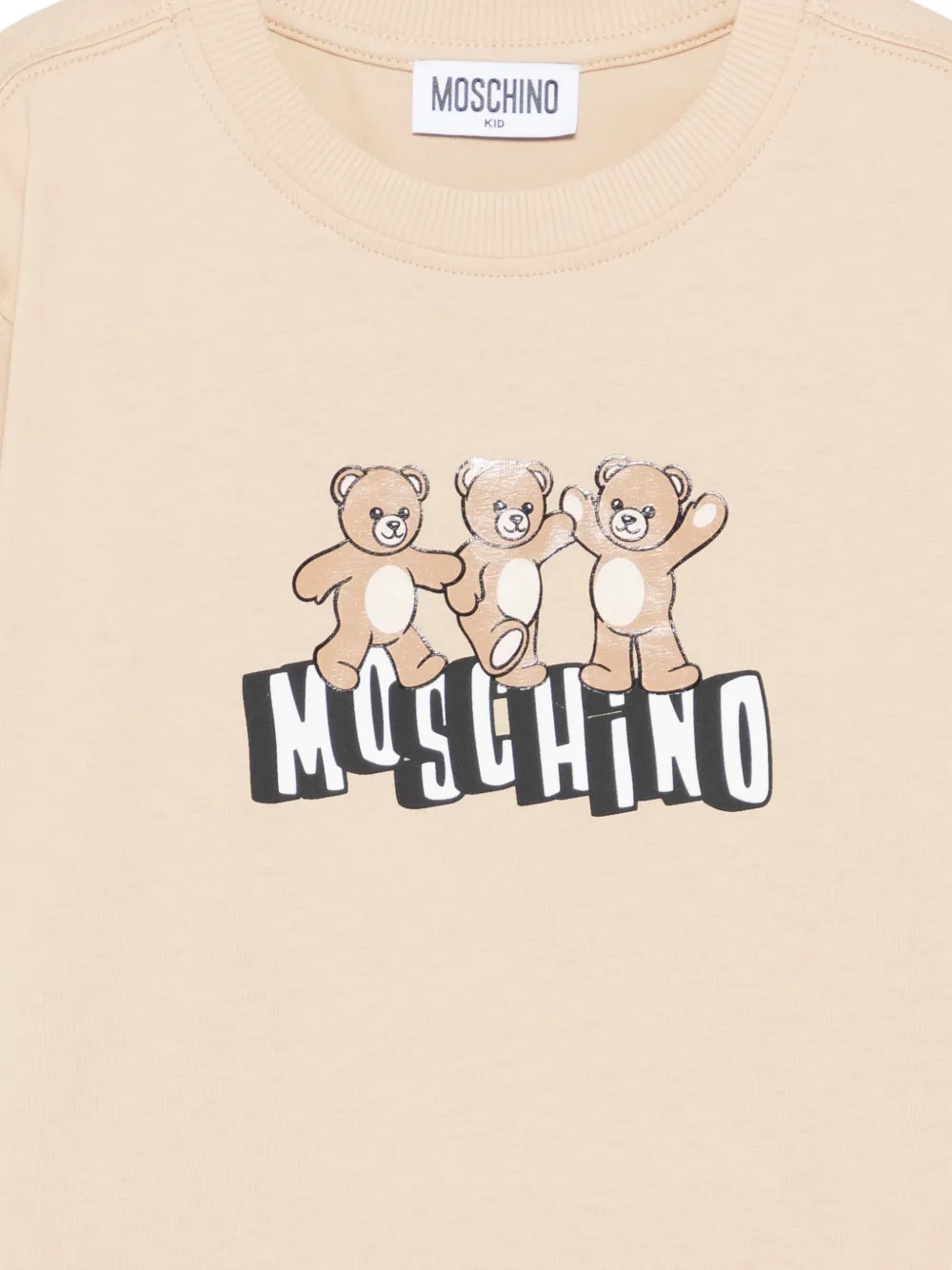 Футболка с логотипом Teddy Moschino Kids, бежевый — фото 3