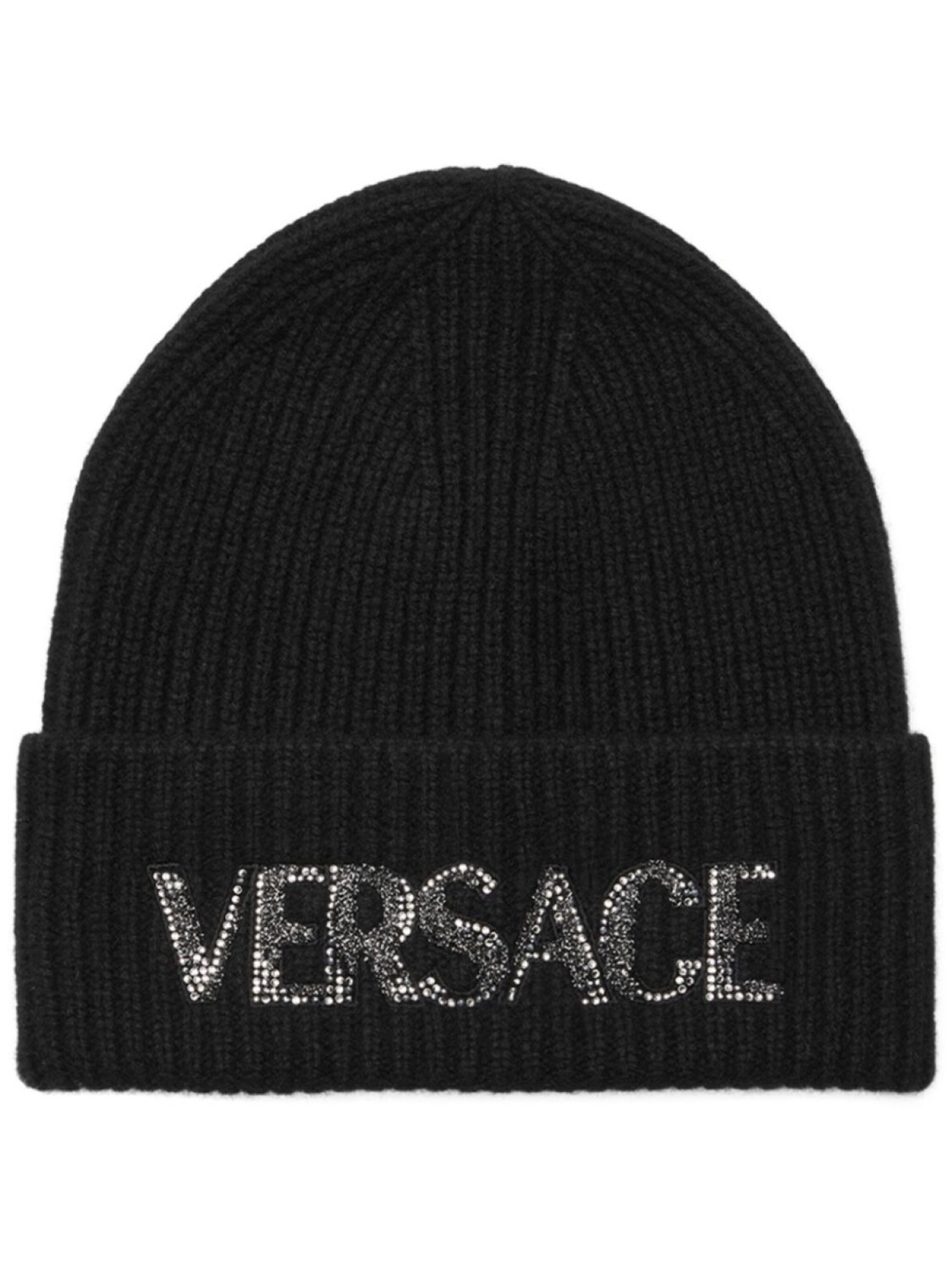 

Шапка с вышитым логотипом Versace, черный
