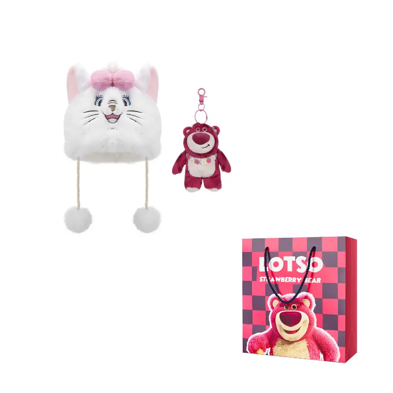 

Disney Женская вязаная шапка, Marie Cat Plush Thermal Hat+Doll Pendant
