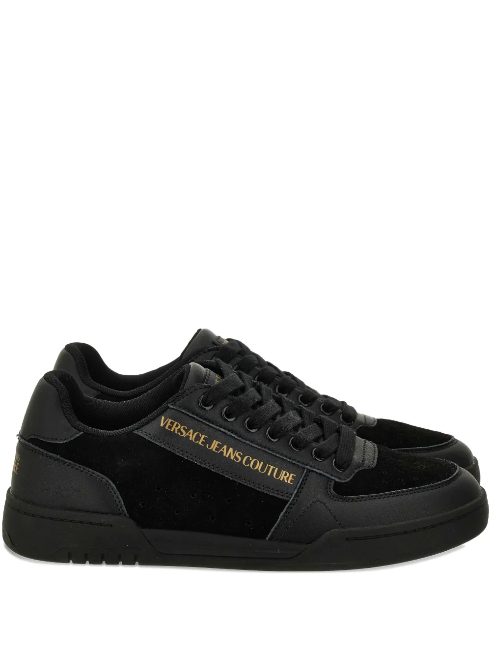 

Кожаные кроссовки с логотипом Versace Jeans Couture, черный