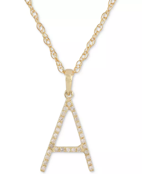 

Ожерелье с бриллиантом (1/10 карата) в форме инициала из 10-каратного золота, 16 дюймов + 2-дюймовый удлинитель Macy'S, a