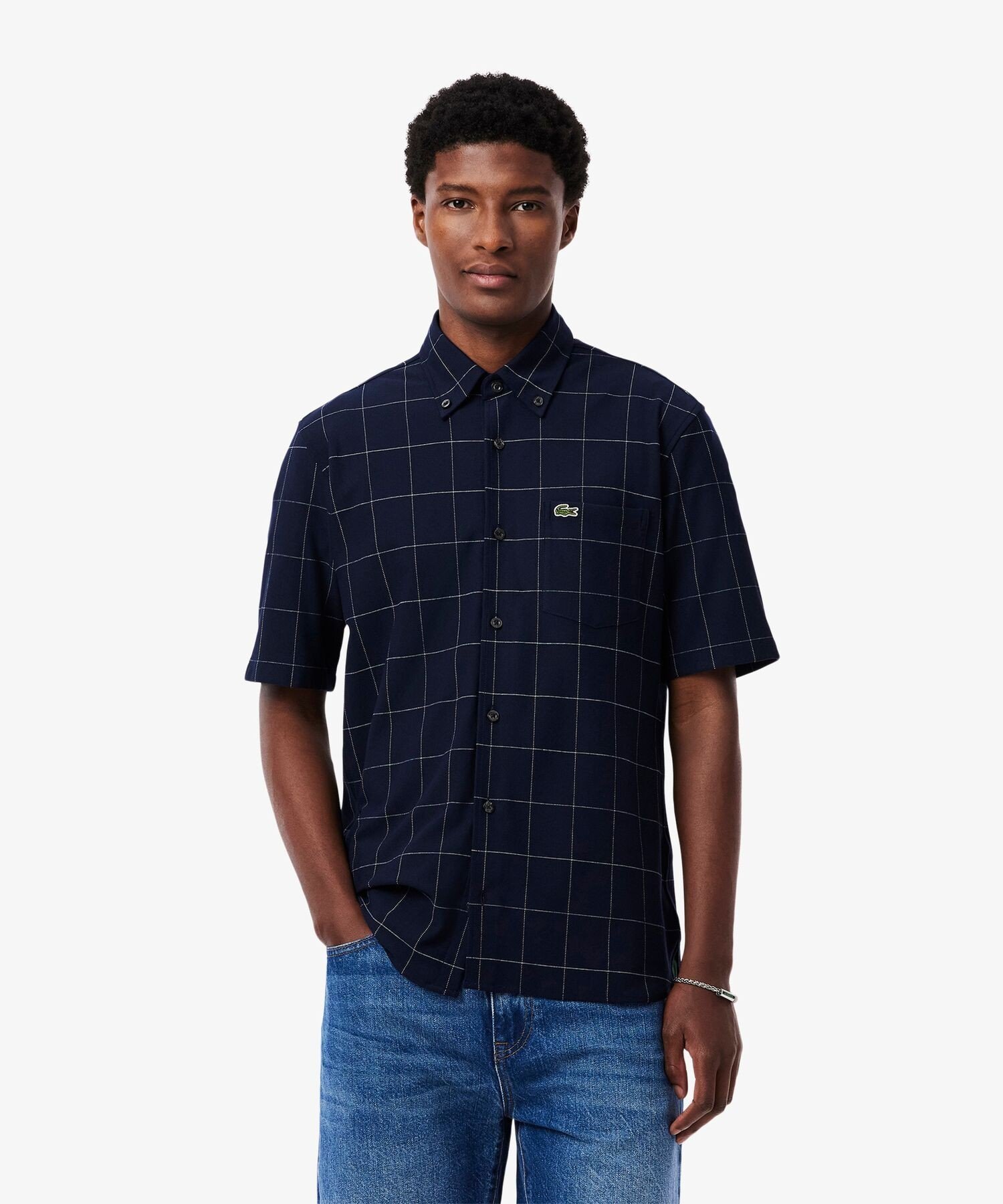 Футболка в клетку «оконная рама» LACOSTE, Navy