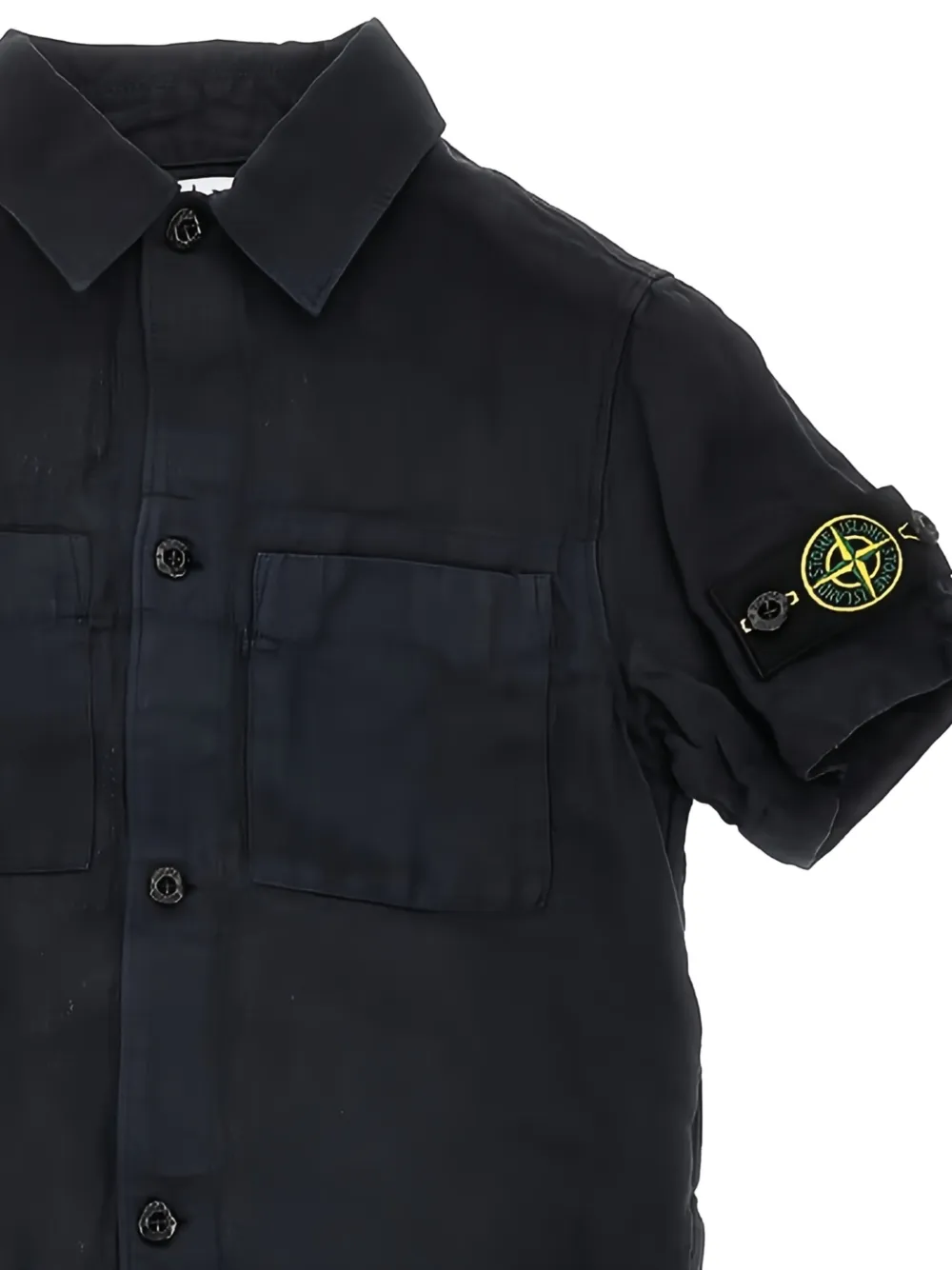 Рубашка с короткими рукавами и нашивкой-компасом Stone Island Junior, черный — фото 2