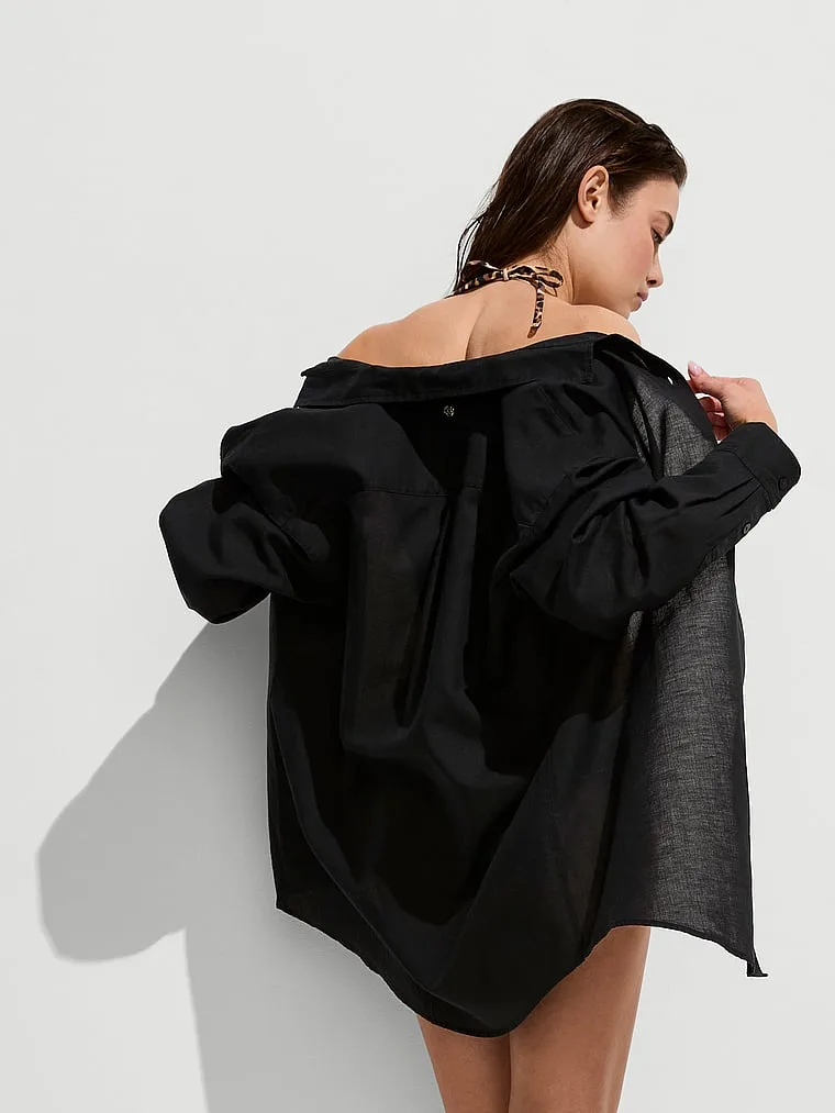Платье-Рубашка в стиле бойфренд Victoria'S Secret Swim, Linen Black — фото 2