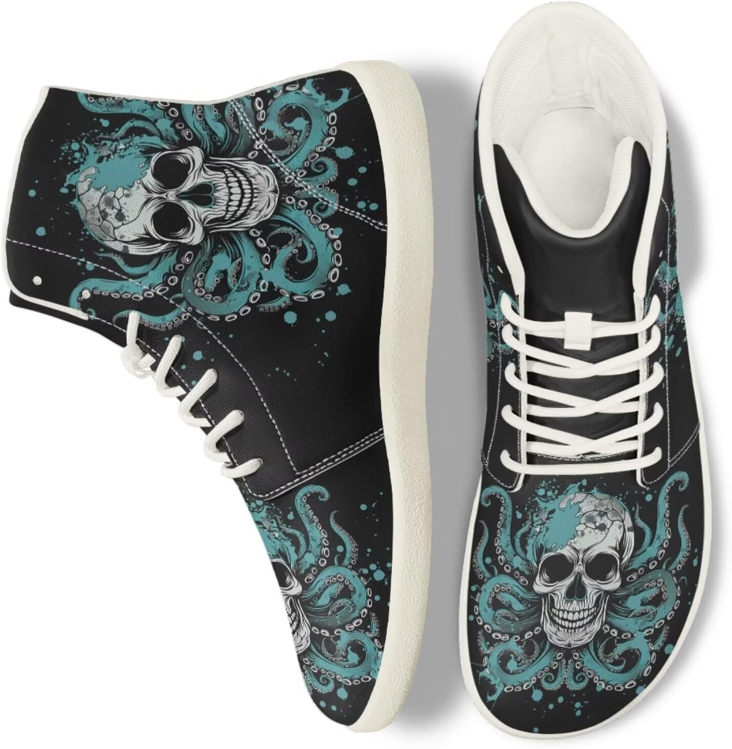 

Женские и мужские кроссовки с черепом, беговые, слипоны, рабочие, высокие, для ходьбы, тенниса, спортивные Ecaestolph, черный