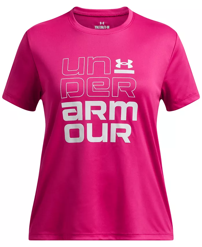 

Футболка с коротким рукавом и графическим принтом Big Girls Tech Split Wordmark Under Armour, розовый
