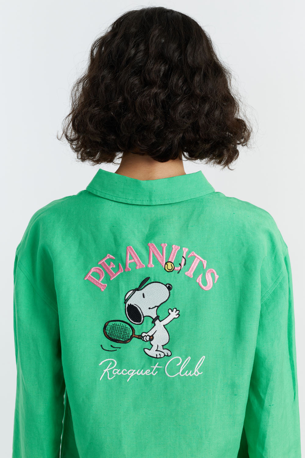 

Зеленая льняно-хлопковая рубашка Peanuts Racquet Club Chinti & Parker
