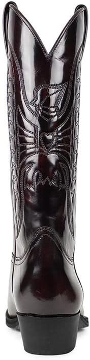 Ковбойские ботинки XBTEVUDAK Western Vintage с квадратным носком, массивным каблуком и заостренным носком, с простроченной кожей, мужские деревенские ботинки, средние по голенище, коричневый — фото 4
