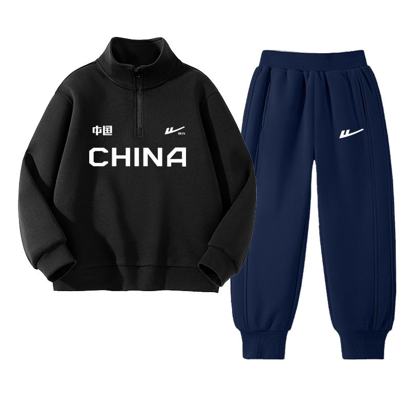 Детская повседневная спортивная одежда WARRIOR, черный/h china and logo-темно-синий/h белый logo k