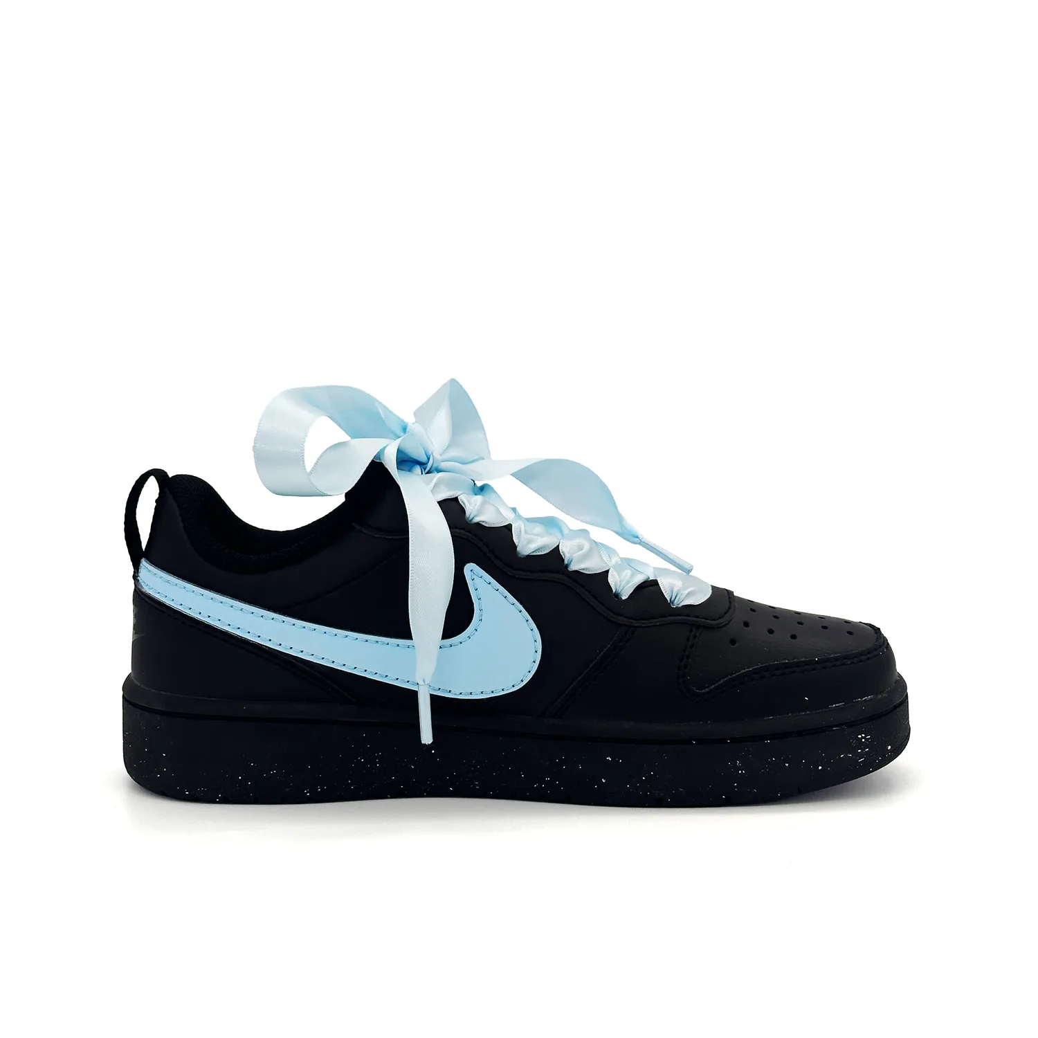 Nike Кроссовки для скейтбординга Court Borough Blue Silk Shadow Leather Slip Resistant низкие детские черно-синие — фото 3