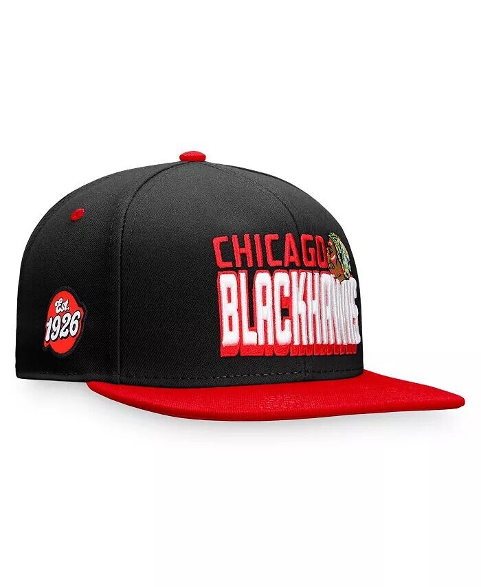 

Мужская черно-красная двухцветная шляпа Snapback в стиле ретро Chicago Blackhawks Heritage Fanatics