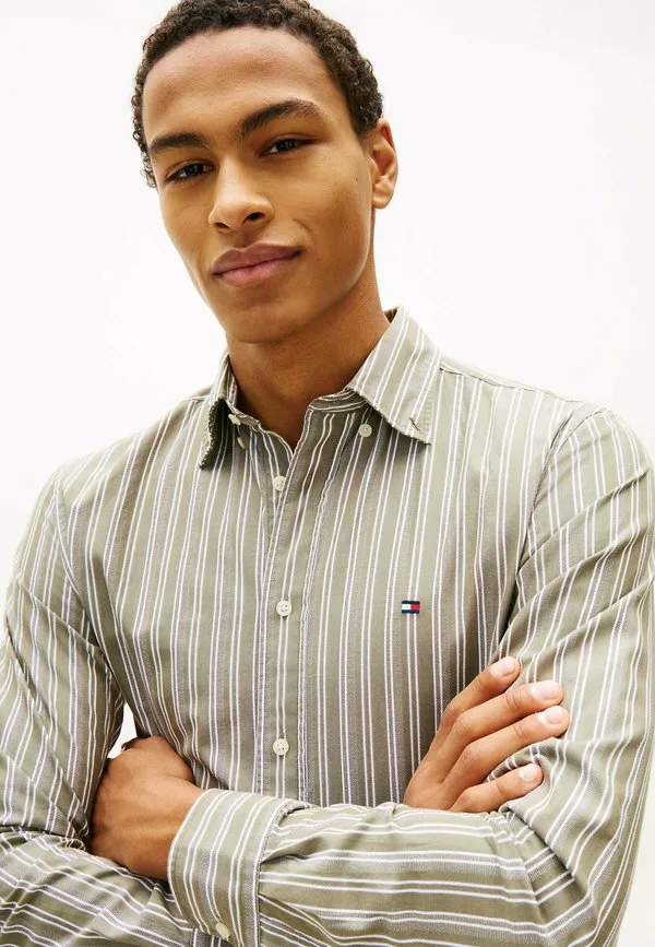 Рубашка в полоску с текстурой, стандартного кроя Tommy Hilfiger, Dark Artichoke Stripe — фото 4