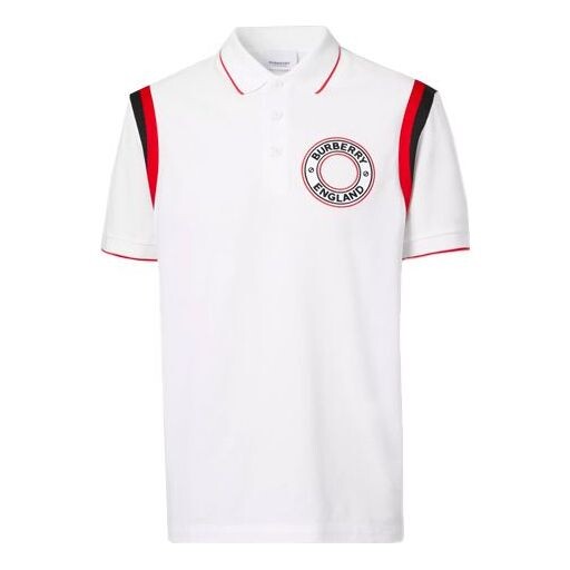 

Футболка men's logo pattern intarsia mesh cotton short sleeve polo shirt white Burberry, белый