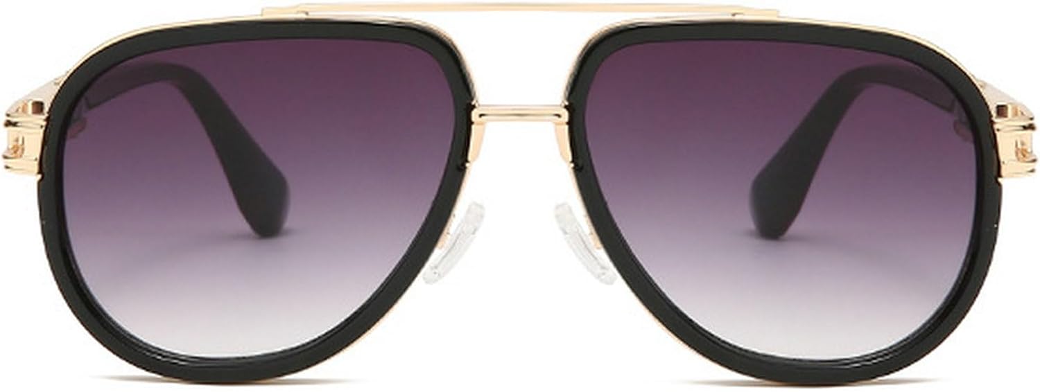 

Мужские солнцезащитные очки-пилот в стиле ретро с металлическими двойными перемычками, градиентные линзы, защита от УФ-излучения UV400, модные женские солнцезащитные очки-пилот mincl, Black Gray