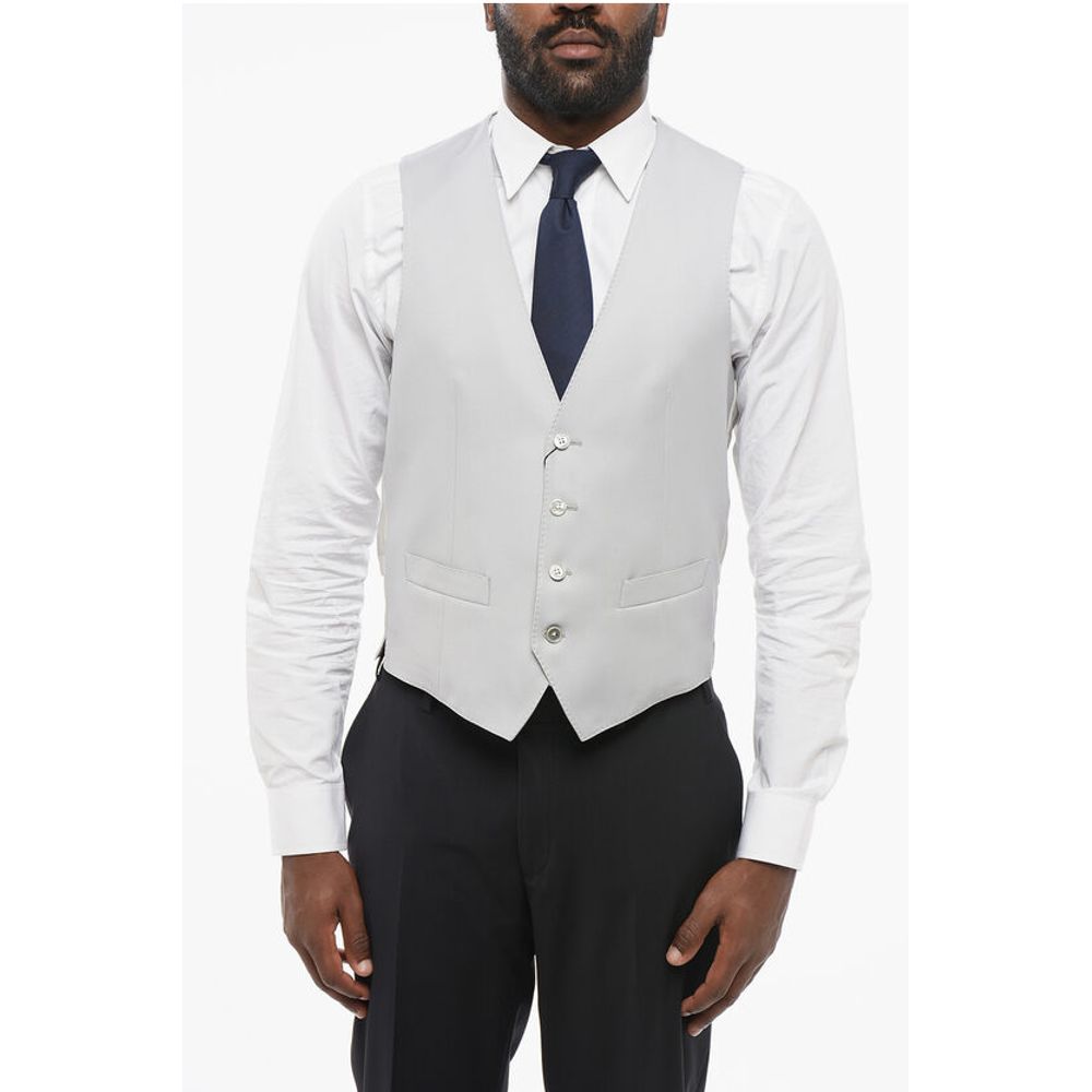

CC COLLECTION Шелковый жилет на 4 пуговицах с прорезными карманами Corneliani, Gray