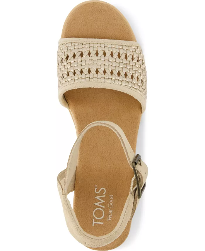 Женские сандалии Diana на платформе с клиновидным каблуком TOMS, золотой — фото 4