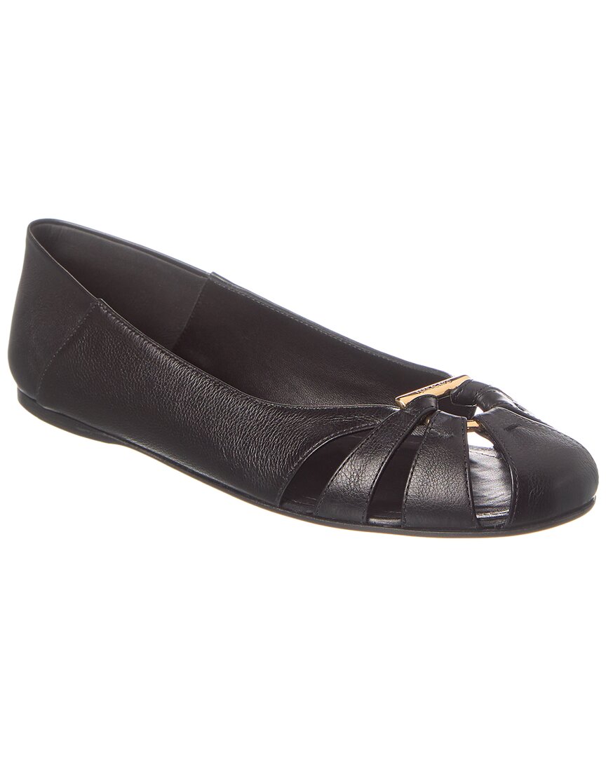 Туфли Ferragamo из кожи на плоской подошве Salvatore Ferragamo, черный