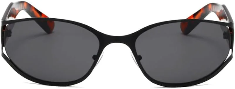 

Солнцезащитные очки UV400 с овальной градиентной металлической оправой для женщин и мужчин, для бега и занятий спортом на открытом воздухе UYPTK, Black Leopard Gray