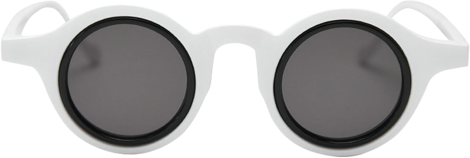 

Ретро маленькие круглые солнцезащитные очки для женщин и мужчин, модные женские солнцезащитные очки с леопардовым принтом, защита от УФ-излучения UV400, мужские трендовые панк-солнцезащитные очки mincl, White