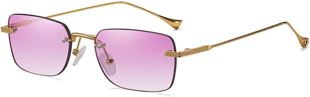 

Модные солнцезащитные очки без оправы, маленькие прямоугольные, женские, в стиле ретро, ​​с прозрачным градиентом, мужские, цветные, с защитой от УФ-излучения UV400 UUPTTPL, Purple Gradient