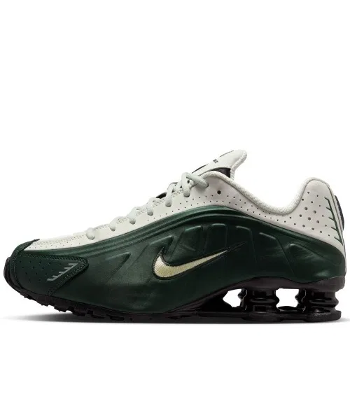 Мужские кроссовки NIKE Shox R4 с амортизацией и вентиляцией зелёные — фото 2