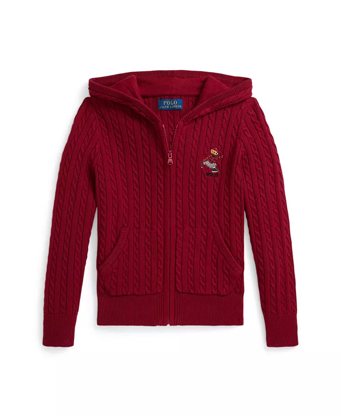 

Детская толстовка с молнией на всю длину для девочек размеров 2T-6X Polo Ralph Lauren, красный