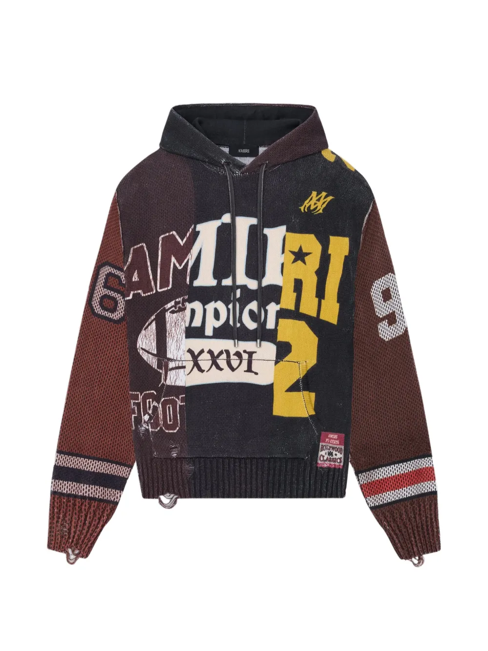 

Хлопковое худи с вставками Amiri, черный