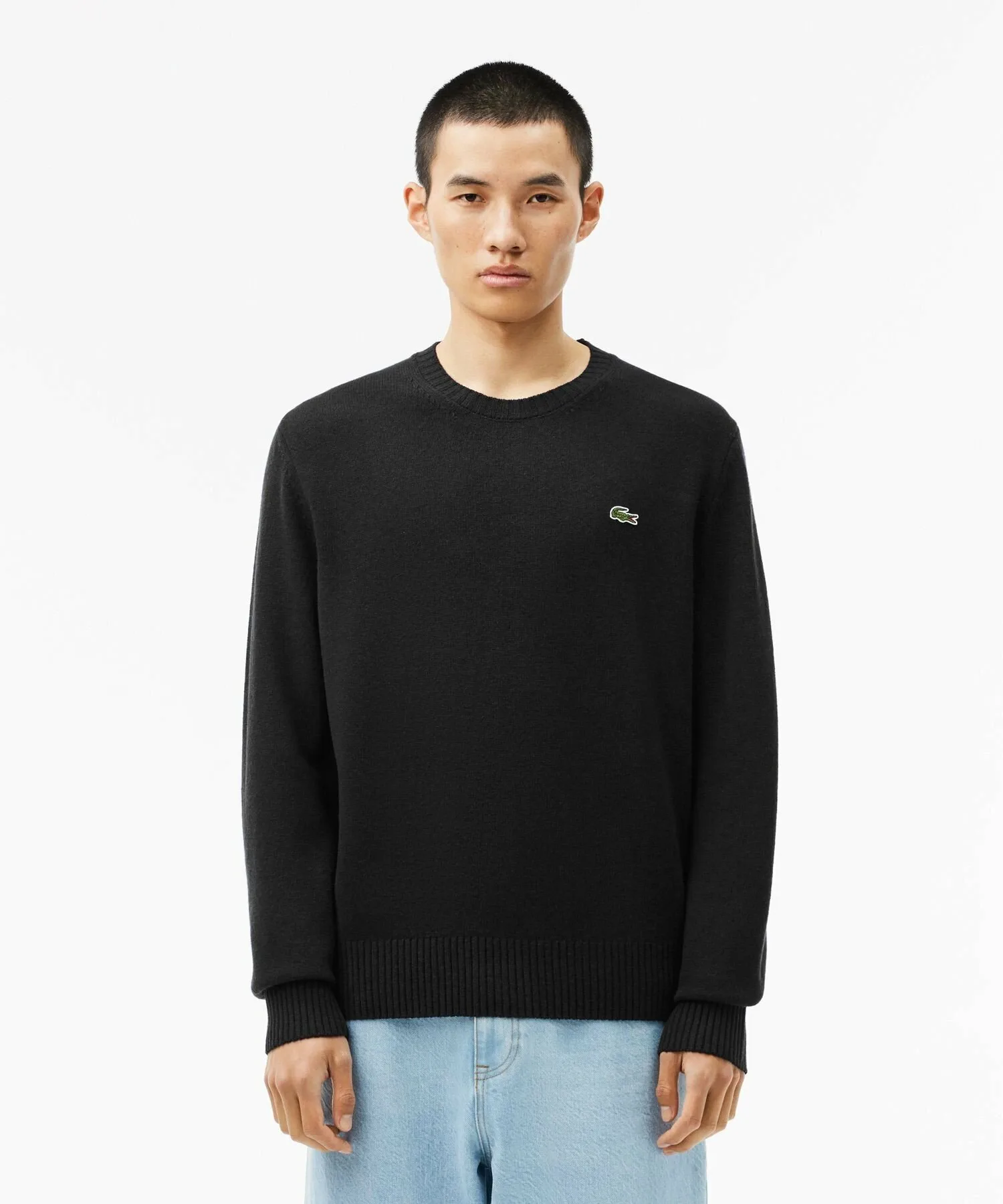 Вязаный шерстяной свитер LACOSTE, Black