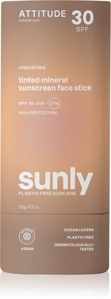 

Солнцезащитный стик для лица с минеральным оттенком Attitude, spf 30 20 гр