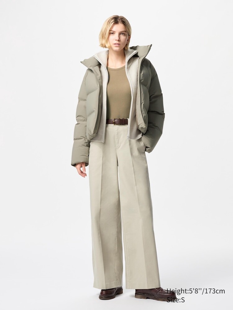 

Широкие брюки-чинос длинные Uniqlo, цвет 51 зеленый