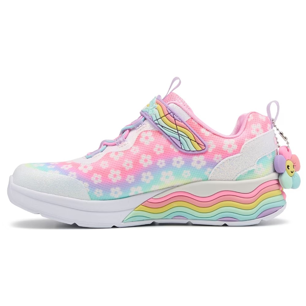 Детские кроссовки с подсветкой и цветочным узором Skechers для малышей и подростков, white multi — фото 3