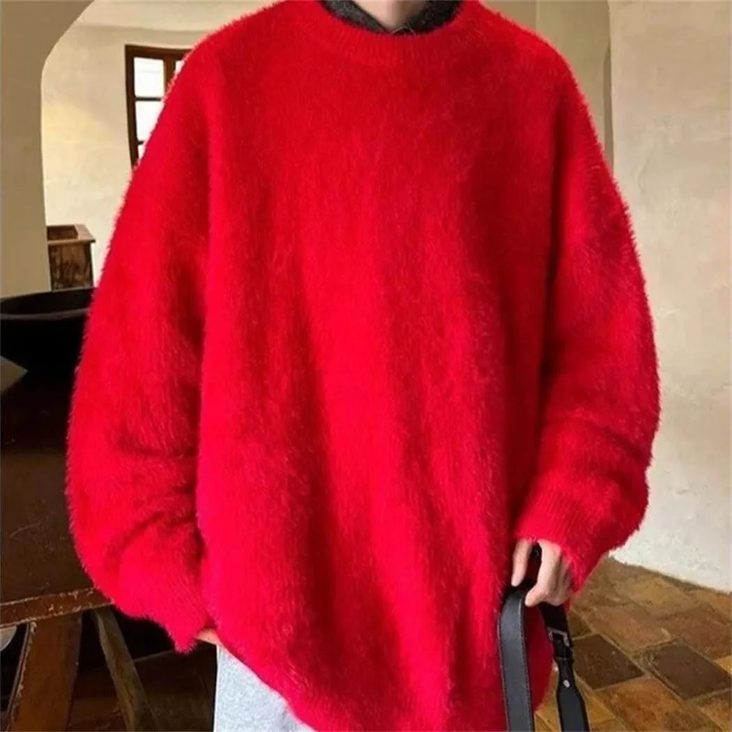 Мужской вязаный свитер Korean Fashion, свободный, теплый, для зимы — фото 4