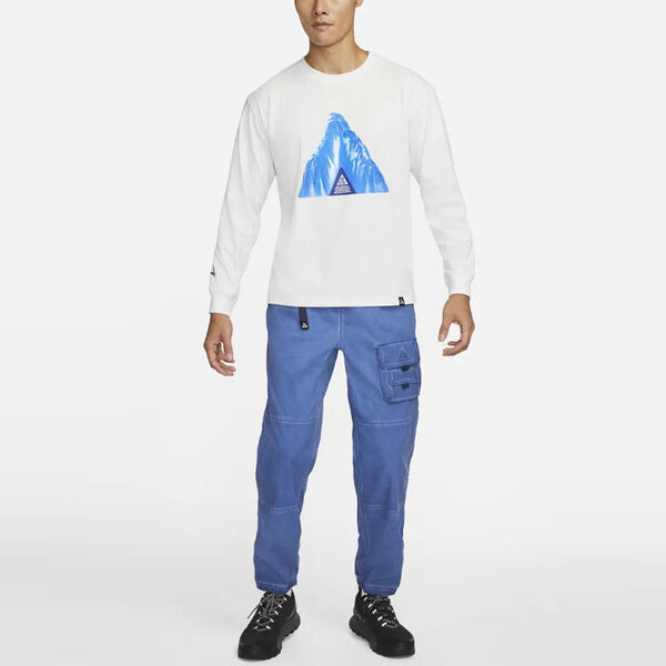 Футболка men's acg ice cave casual sports breathable round neck long sleeves white t-shirt Nike, белый — фото 3