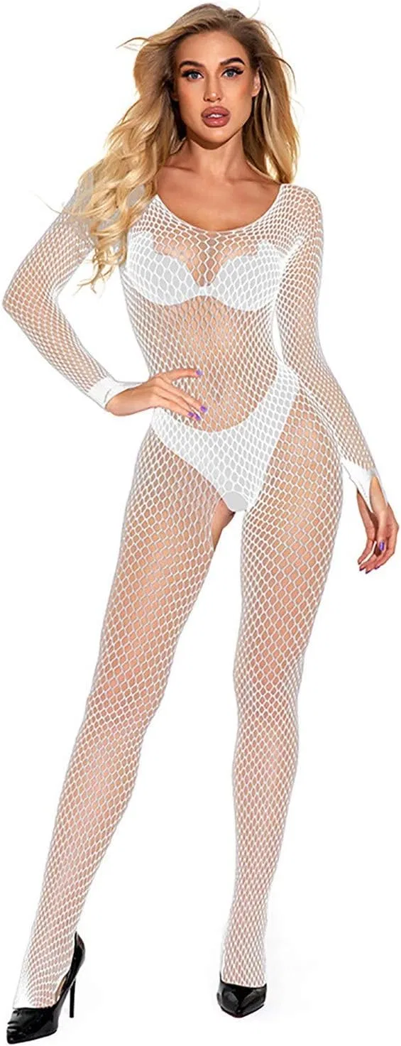 Боди Baby Dolls & Chemises Women Fishnet Lingerie, белый