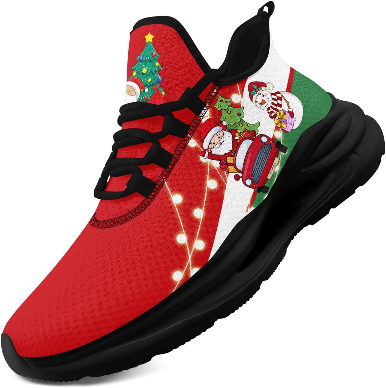

Кроссовки с рождественской тематикой Санта-Клауса для мужчин и женщин - удобные теннисные и ходовые обувь, амортизирующие спортивные кроссовки для тренировок Coolcustomize, красный