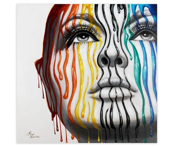 

Акриловая картина ручной работы KUNSTLOFT Striped Contours, многоцветный