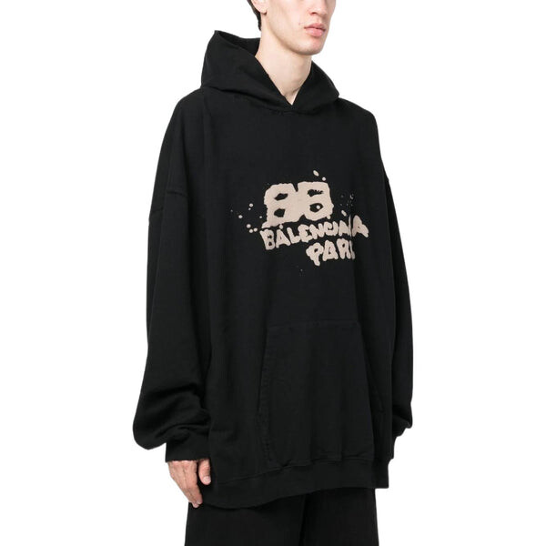 Толстовка hand-drawn bb icon hoodie large fit 'black' Balenciaga, черный — фото 4
