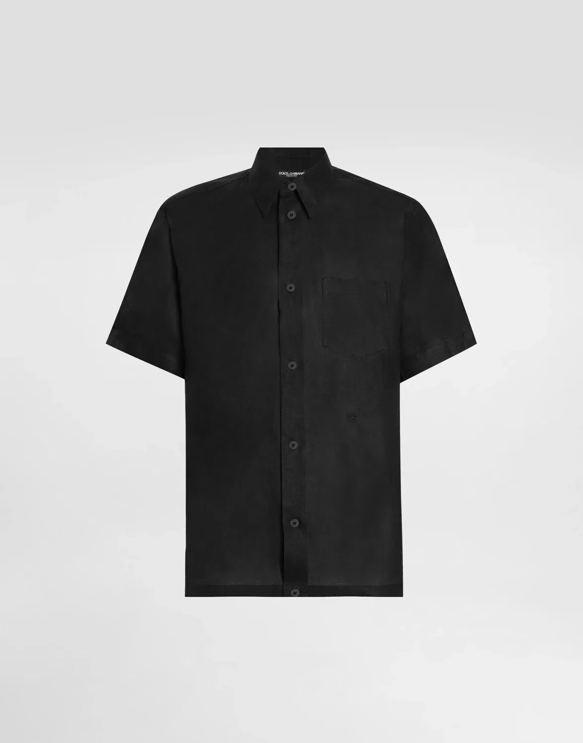 Рубашка из льняного полотна с вышивкой DG DOLCE & GABBANA, черный