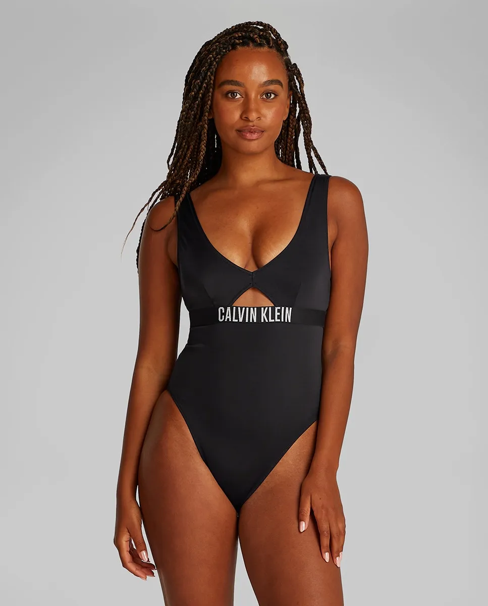 

Купальник с вырезом и логотипом на поясе Calvin Klein, черный