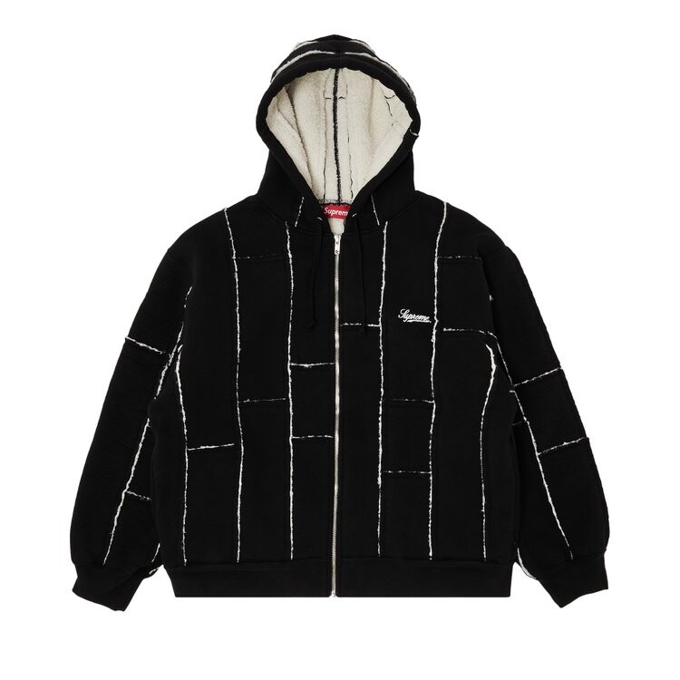 

Толстовка Supreme Faux Shearling Zip Up Hooded 'Black', черный