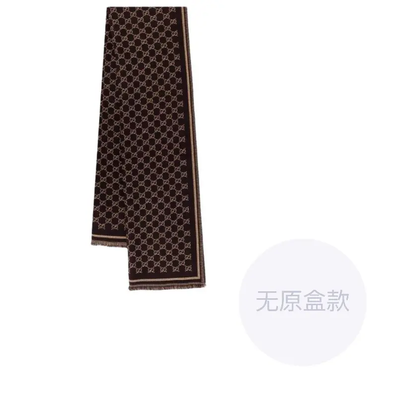 

GUCCI Шерстяной жаккардовый шарф GG, Brown