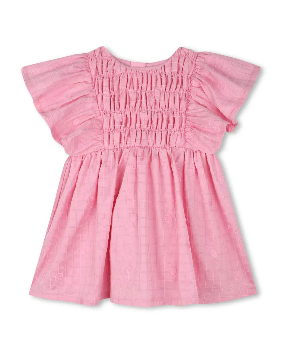 

Платье для девочки розового цвета с короткими рукавами Kenzo Kids, цвет Rosa