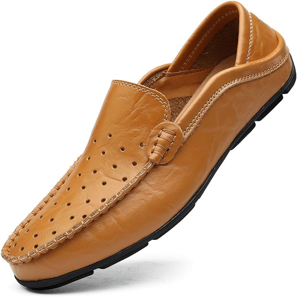 

Мужские легкие повседневные туфли из натуральной кожи без шнурков, мягкие и прогулок, лоферы Penny Flats Welrung, коричневый