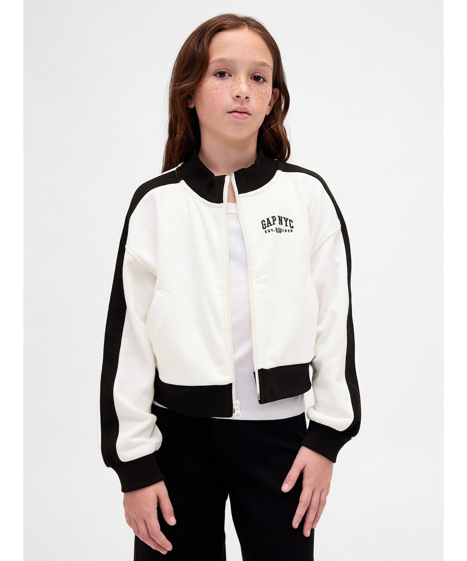 (K)NYC Винтажная мягкая спортивная куртка GAP с логотипом (детская), NEW_OFF_WHITE