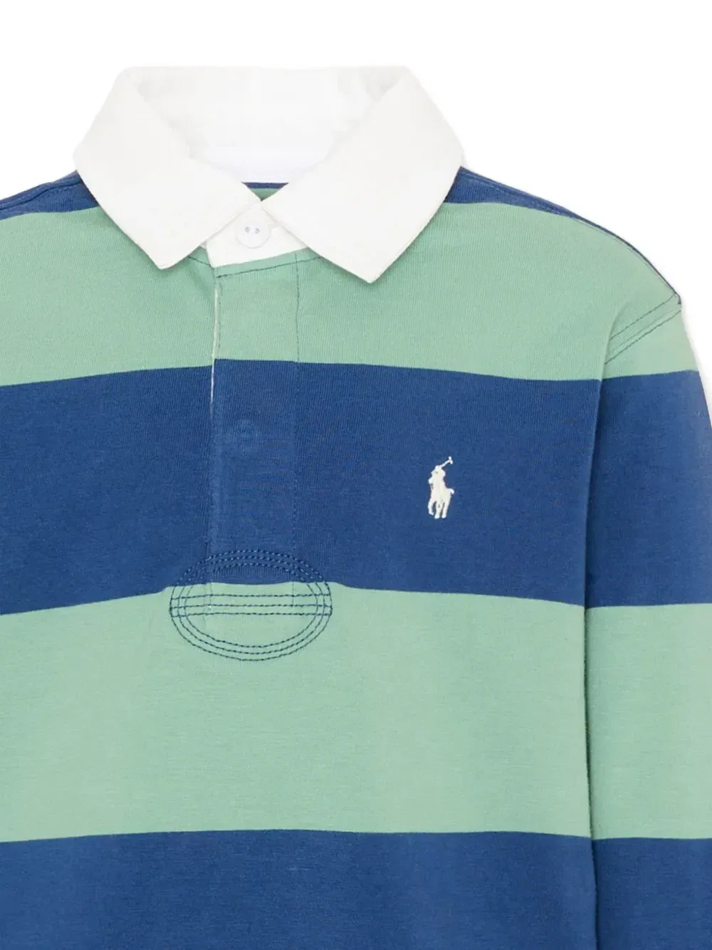 Поло с длинными рукавами в полоску Polo Ralph Lauren Kids, синий — фото 3