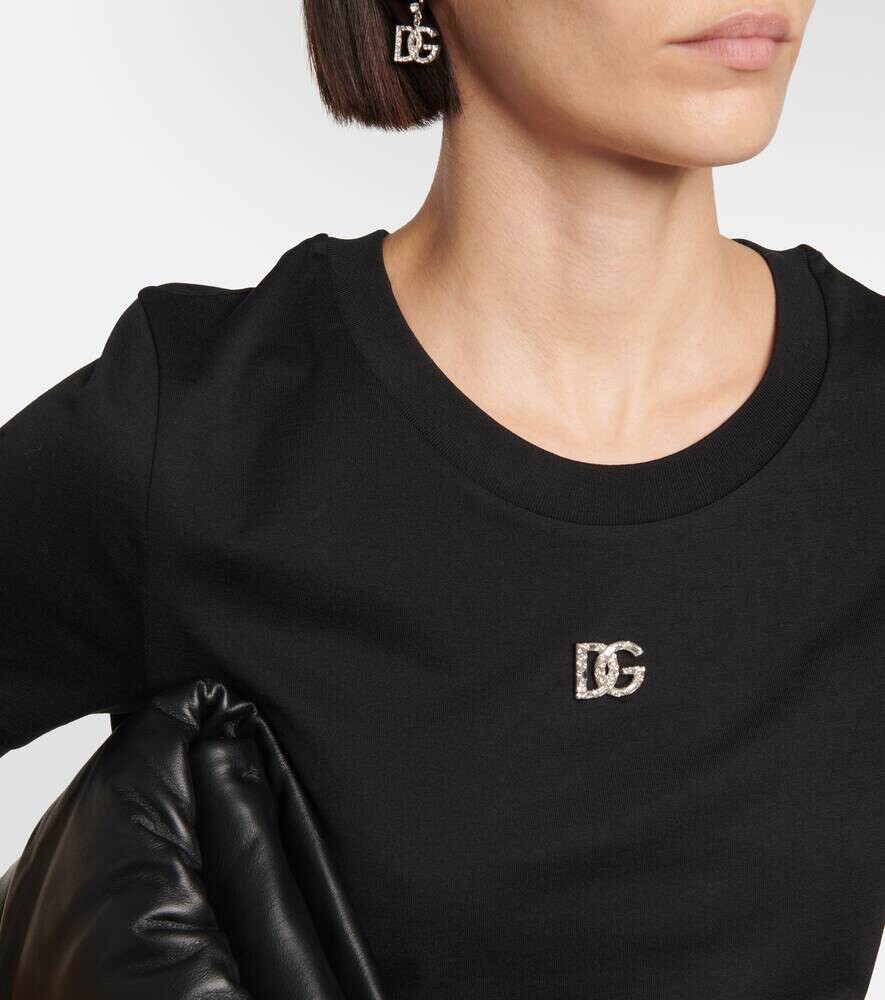 Украшенная футболка из хлопкового джерси DOLCE&GABBANA, белый — фото 4