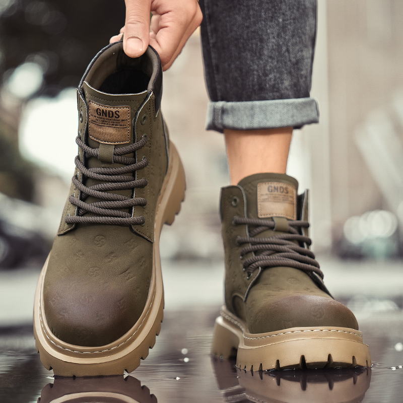 Dunnu Мужские ботинки Martin черные с хаки на подкладке, цвет Khaki Padded — фото 3
