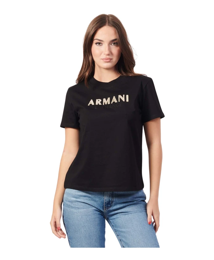 

Футболка с круглым вырезом и цветным логотипом Armani Exchange, черный