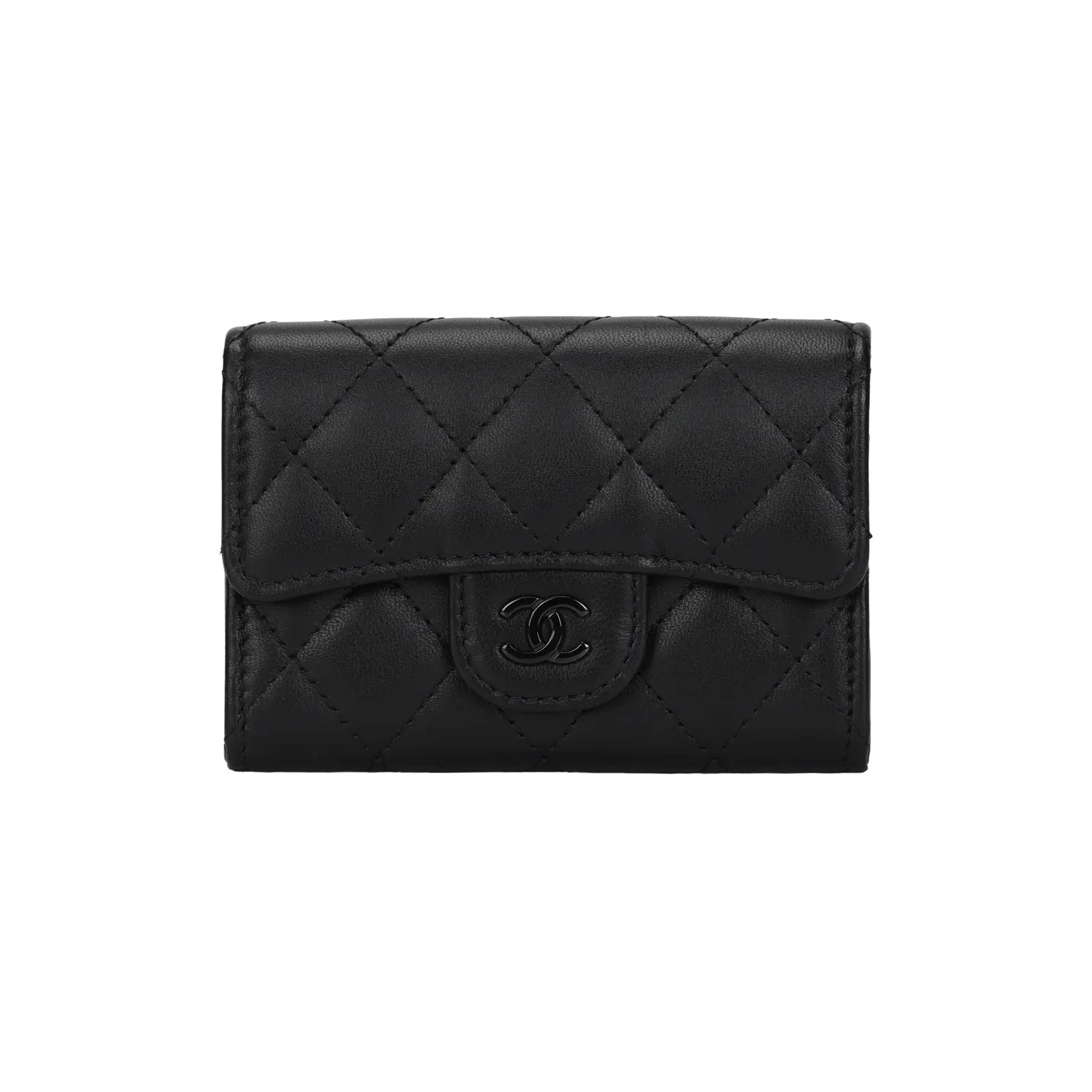 

CHANEL Классический клапан из овчины кошелек для монет картхолдер женский черный