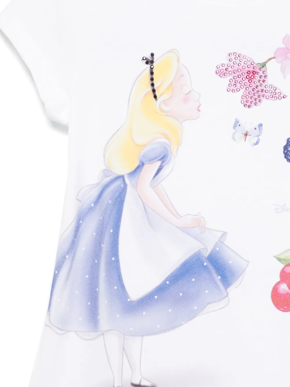 Футболка с принтом Alice из коллаборации с Disney Monnalisa, белый — фото 3